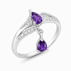 Amethyst Purple Celestial Drop Ring
