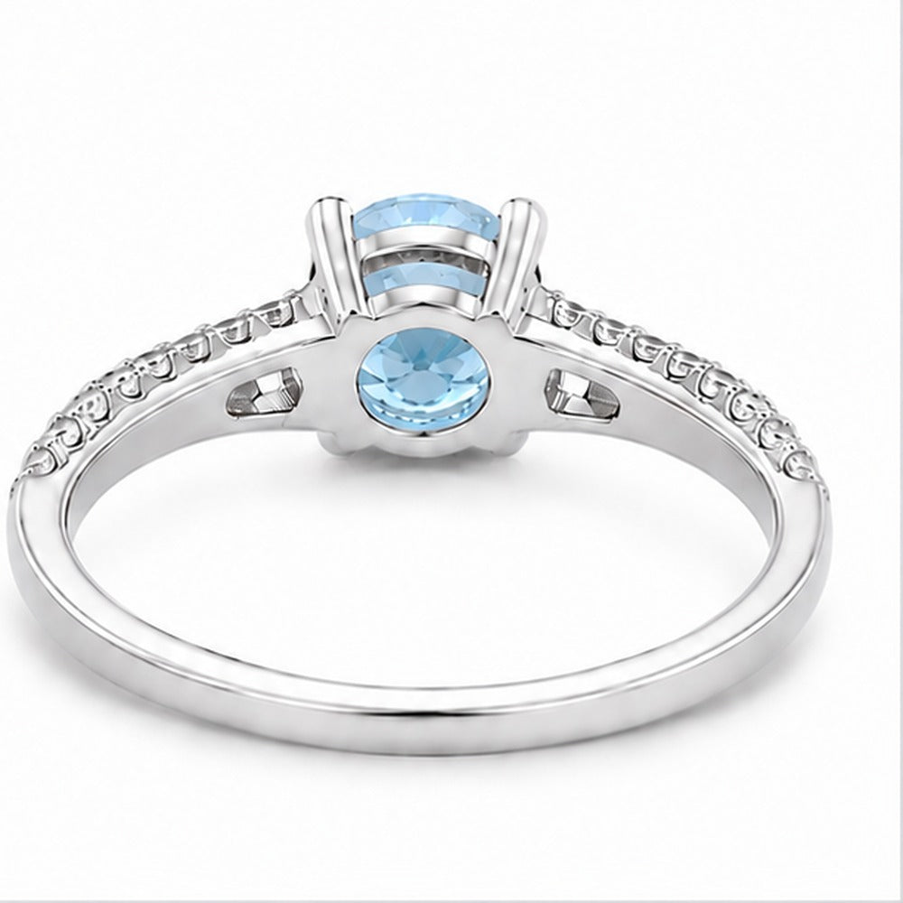Blue Topaz Sky Aurora Bloom Ring