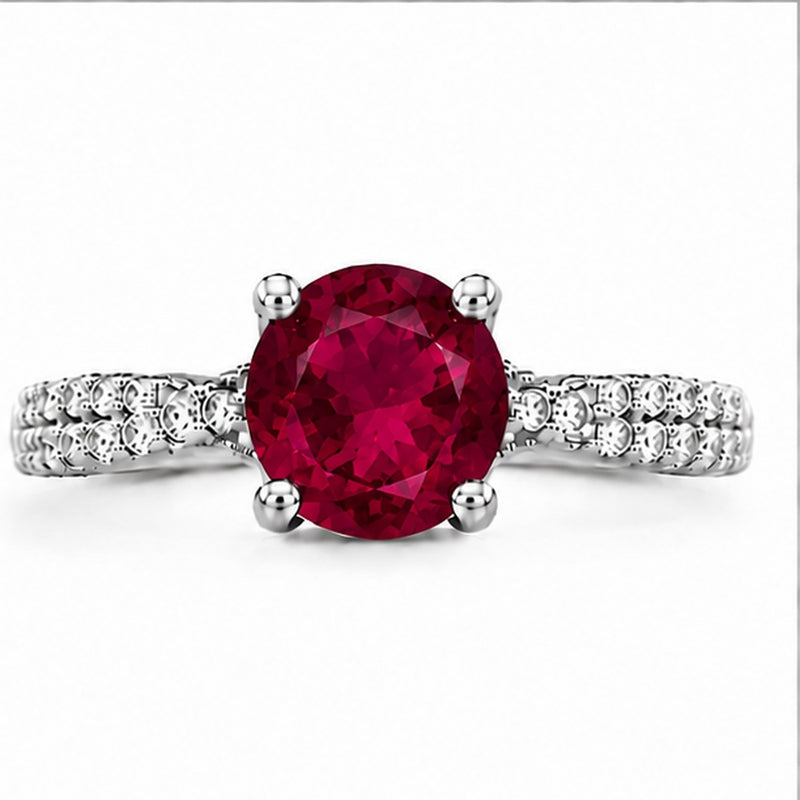 Ruby double pavé ring — top view