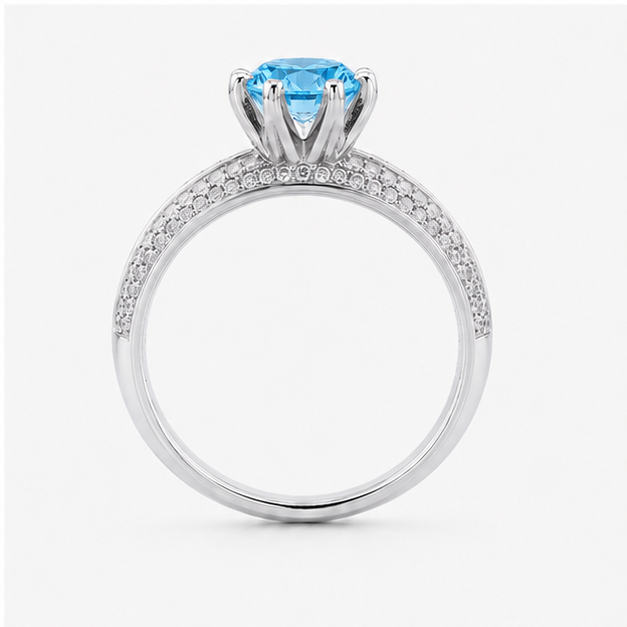 Blue Topaz Sky Eternal Crown Ring