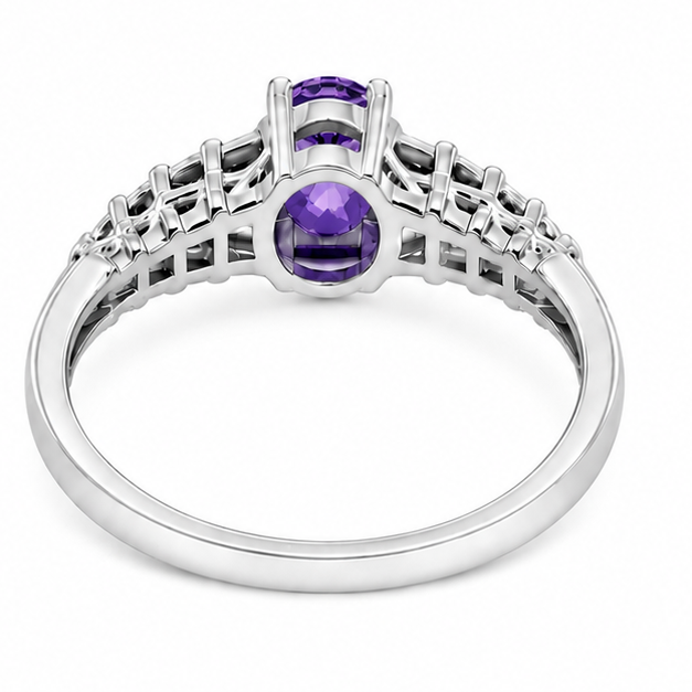 Amethyst Purple Aurora Rose Ring