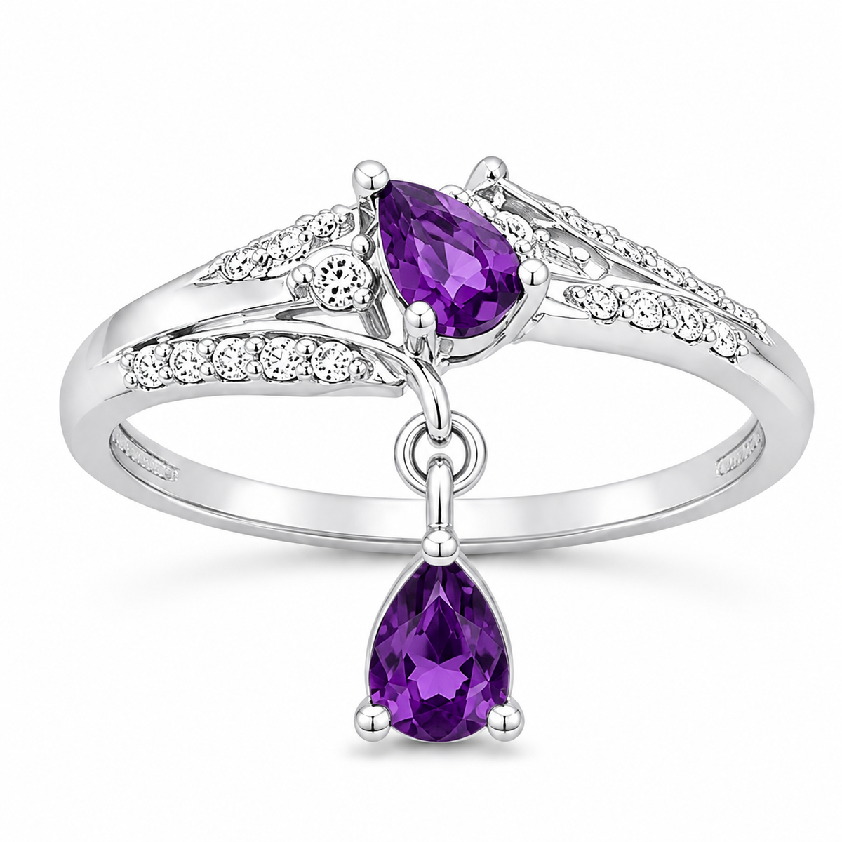 Amethyst Purple Celestial Drop Ring