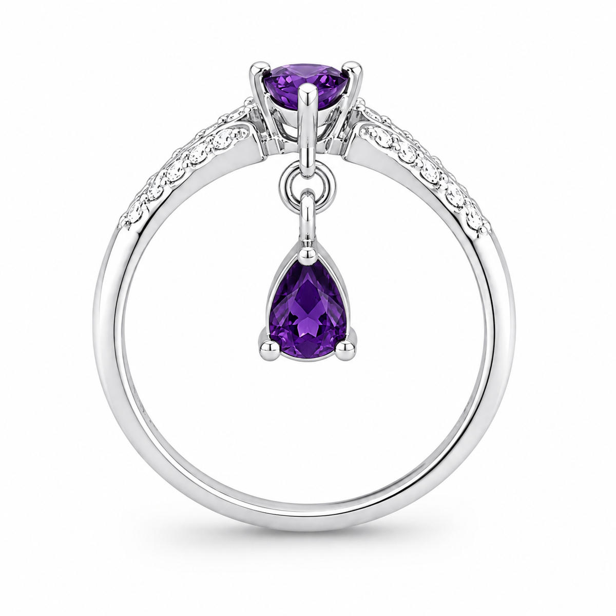 Amethyst Purple Celestial Drop Ring