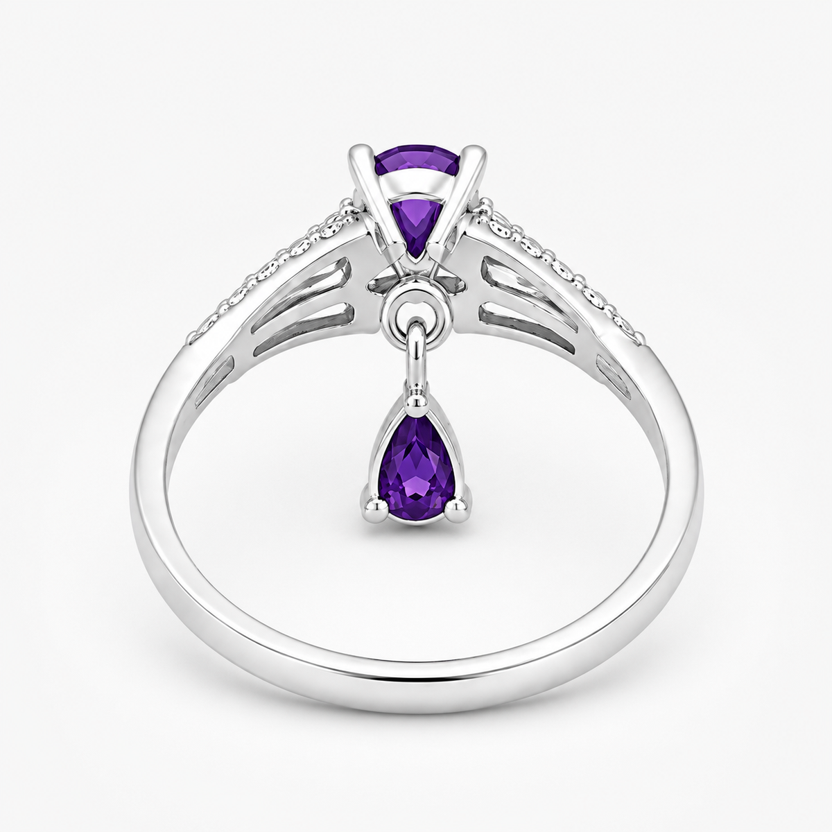 Amethyst Purple Celestial Drop Ring