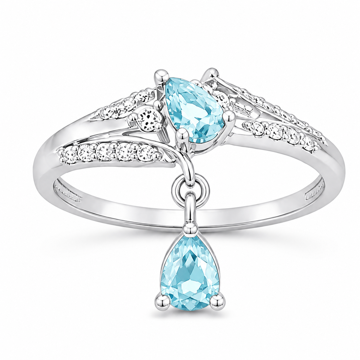 Aquamarine Celestial Drop Ring