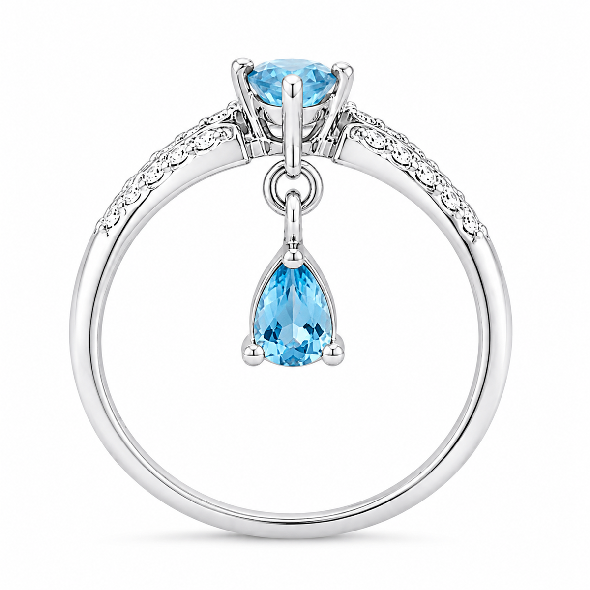 Blue Topaz Sky Celestial Drop Ring