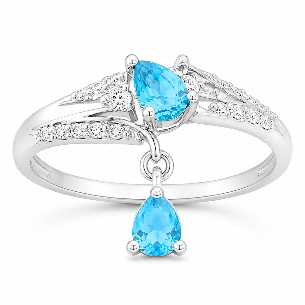 Blue Topaz Sky Celestial Drop Ring