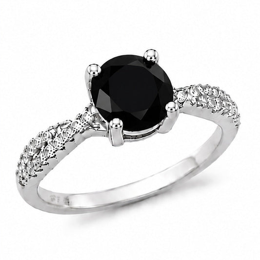 Black Onyx double pavé ring — front view