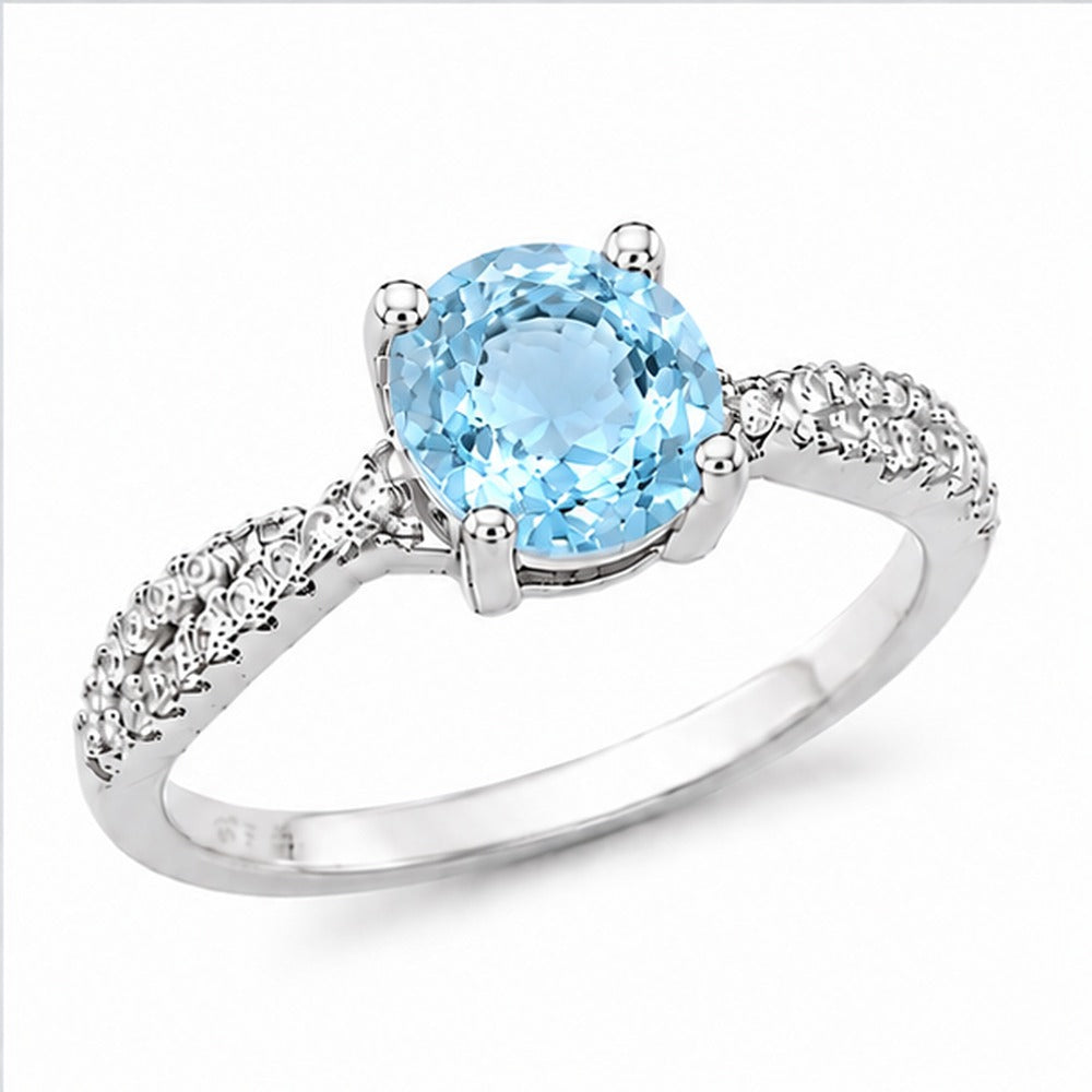 Blue Topaz Swiss Aurora Bloom Ring