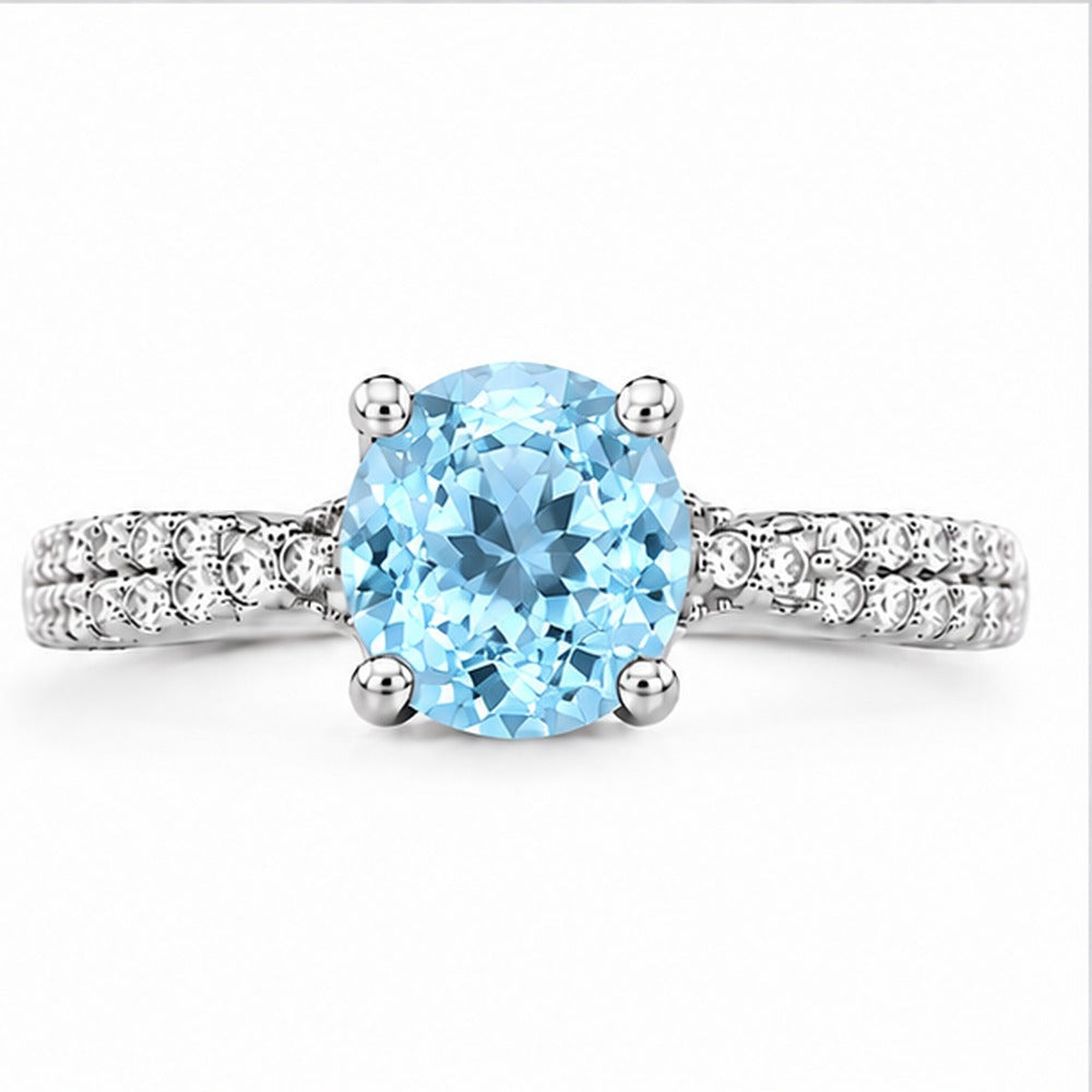Blue Topaz Sky Aurora Bloom Ring