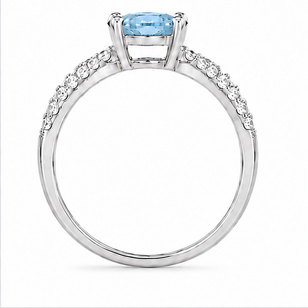 Blue Topaz Sky Aurora Bloom Ring