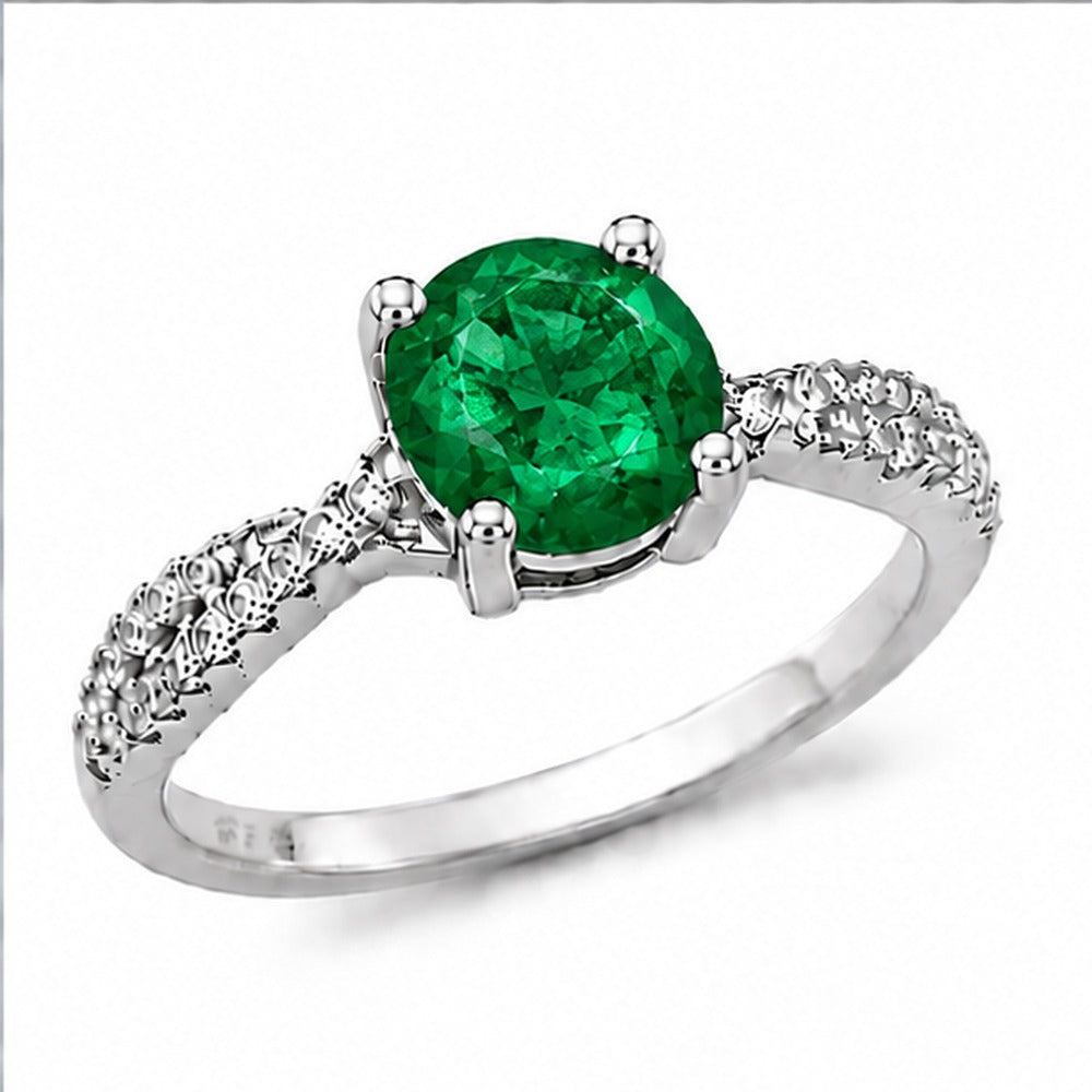 Emerald double pavé ring — front view