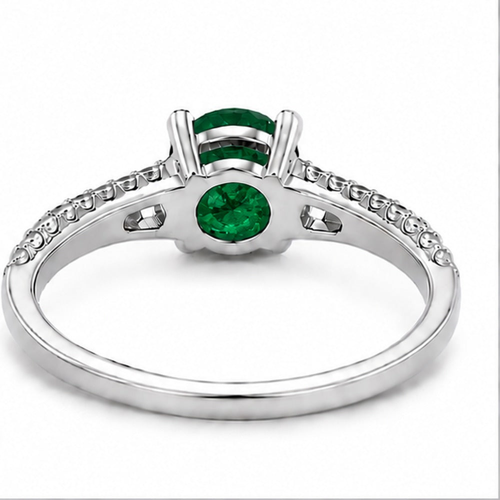 Emerald double pavé ring — gallery view
