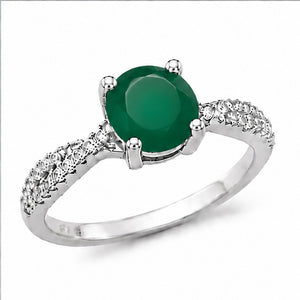 Green Onyx Double Pavé Ring