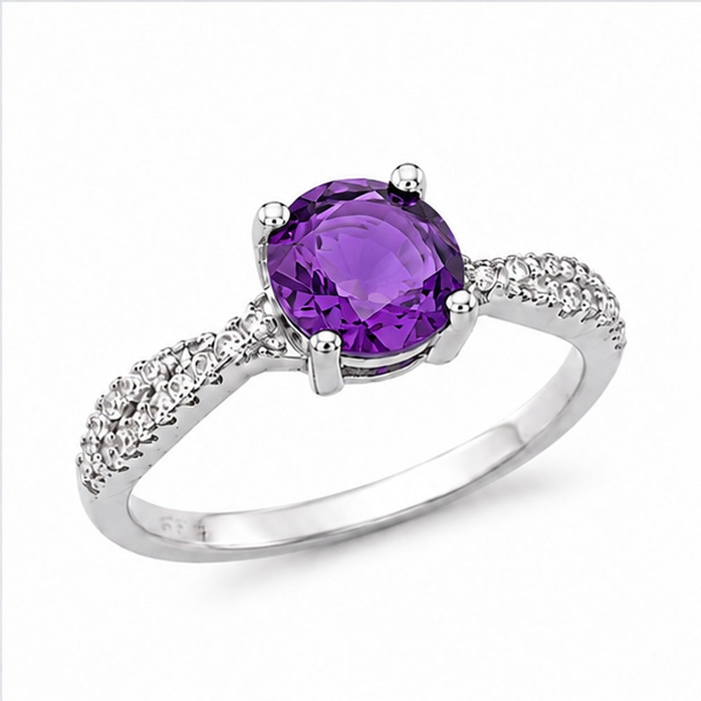 Amethyst Purple Aurora Bloom Ring