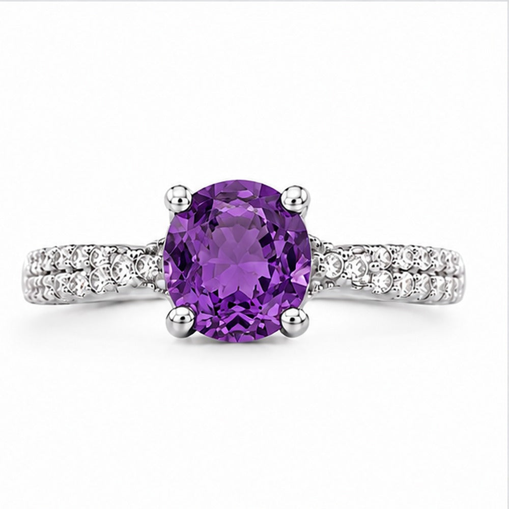 Amethyst Purple Aurora Bloom Ring