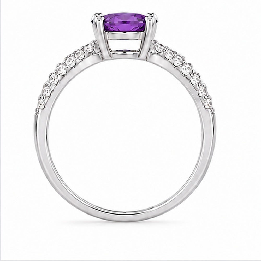 Amethyst Purple Aurora Bloom Ring