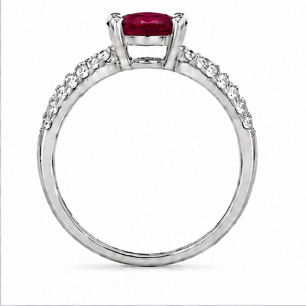 Ruby double pavé ring — side profile