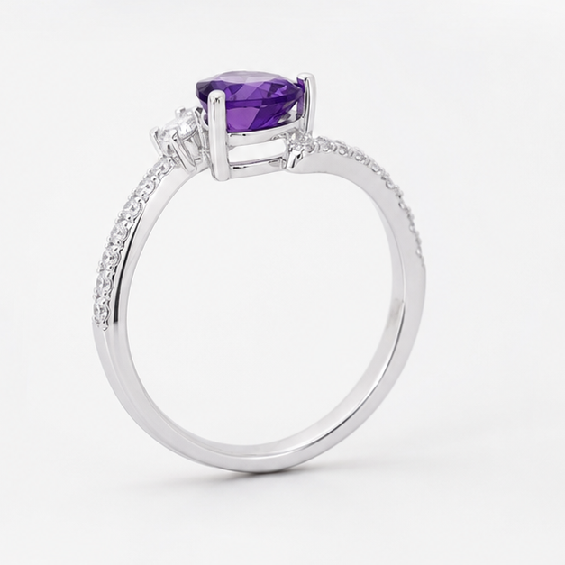 Amethyst Purple Halo Grace Ring