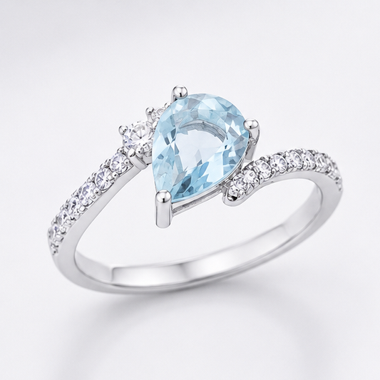 Aquamarine Halo Grace Ring