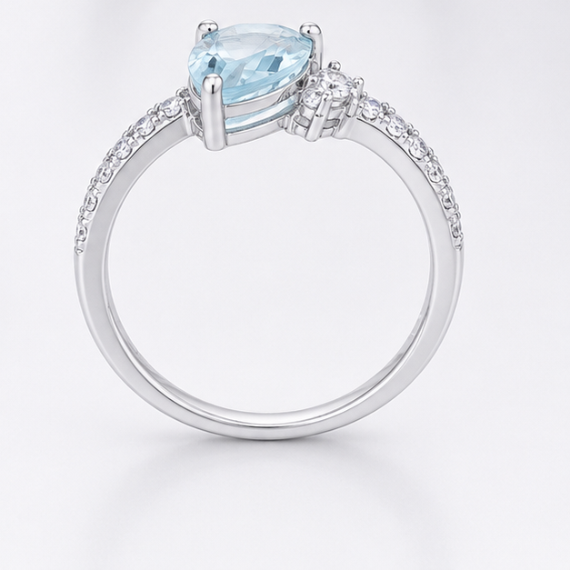 Aquamarine Halo Grace Ring