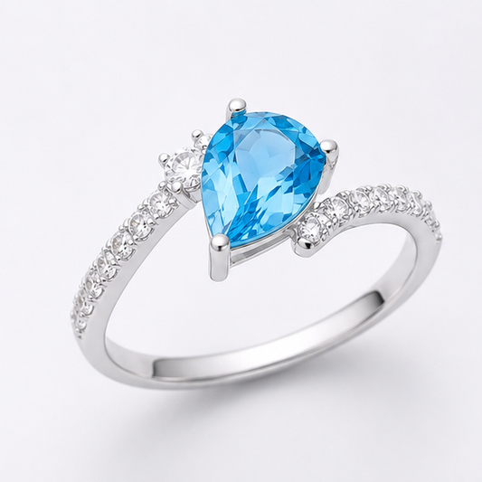 Blue Topaz Sky Halo Grace Ring
