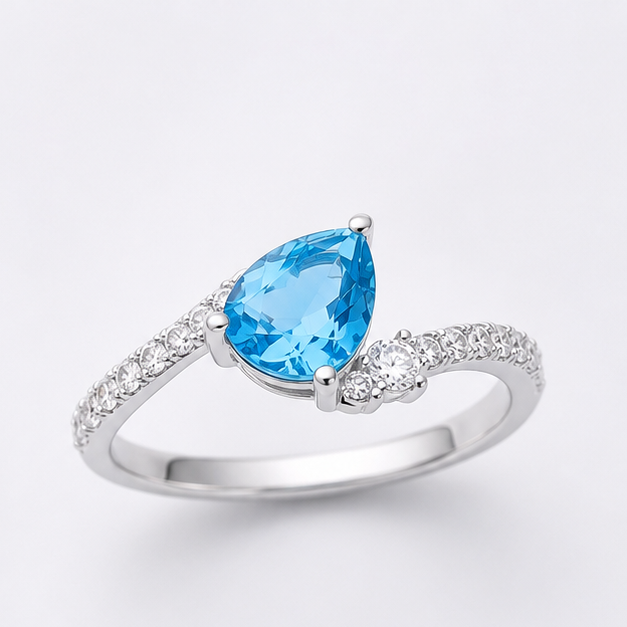 Blue Topaz Sky Halo Grace Ring