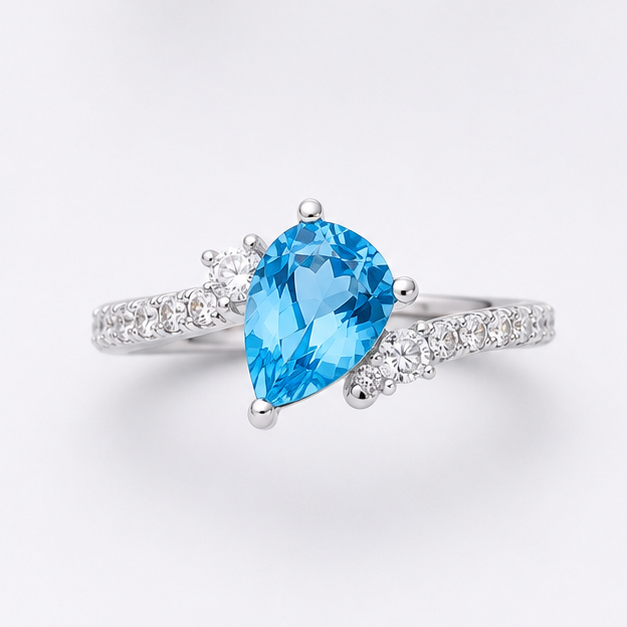 Blue Topaz Sky Halo Grace Ring