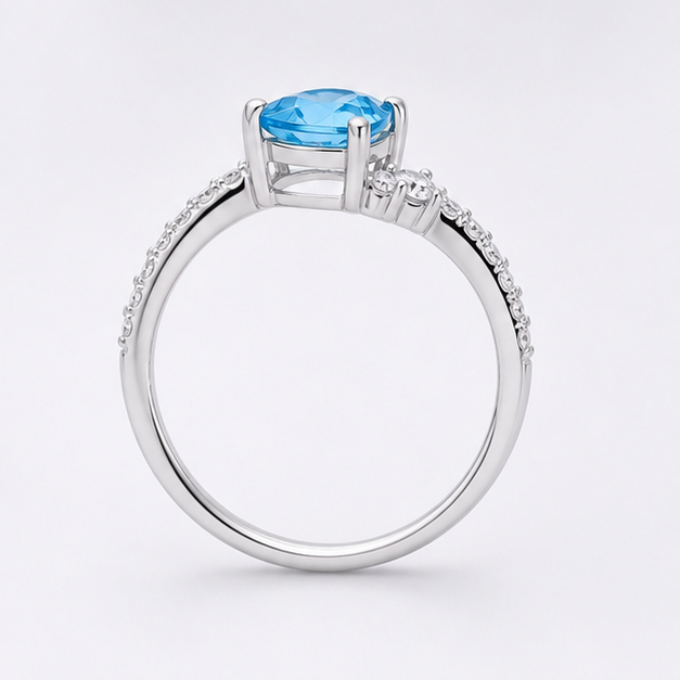 Blue Topaz Sky Halo Grace Ring