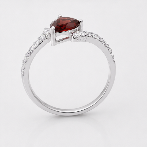 Garnet Red Halo Grace Ring