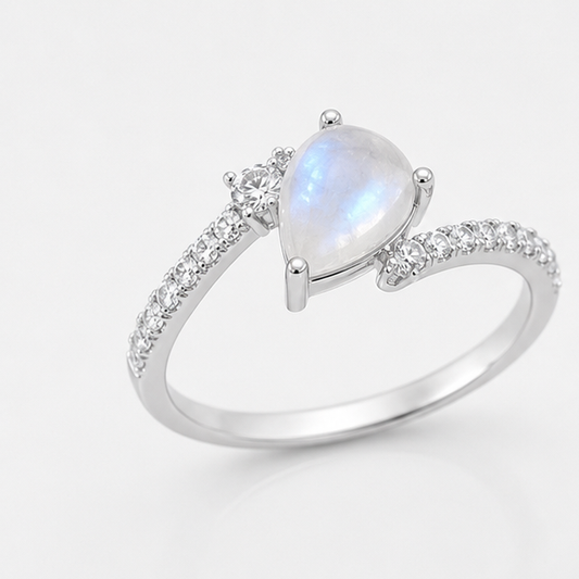 Moonstone Halo Grace Ring