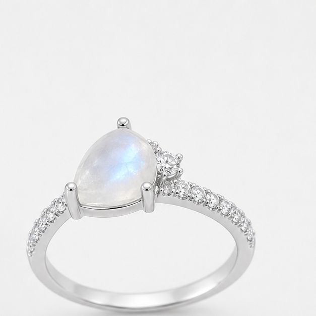 Moonstone Halo Grace Ring