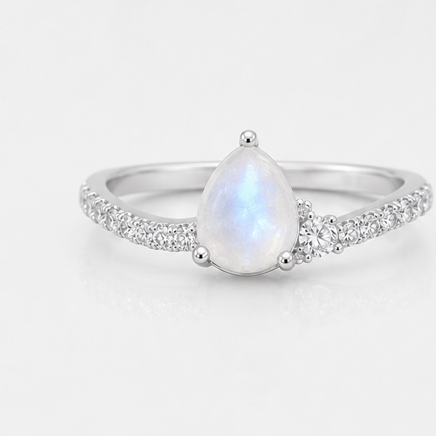 Moonstone Halo Grace Ring