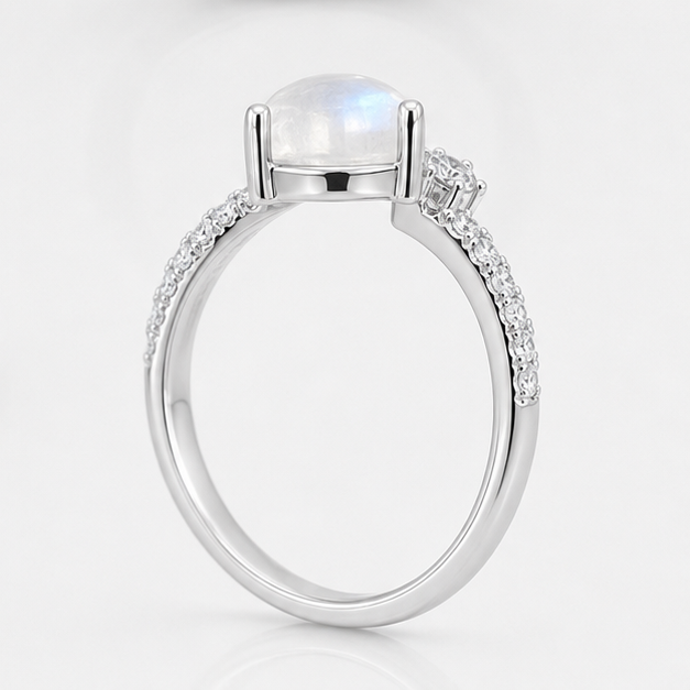 Moonstone Halo Grace Ring