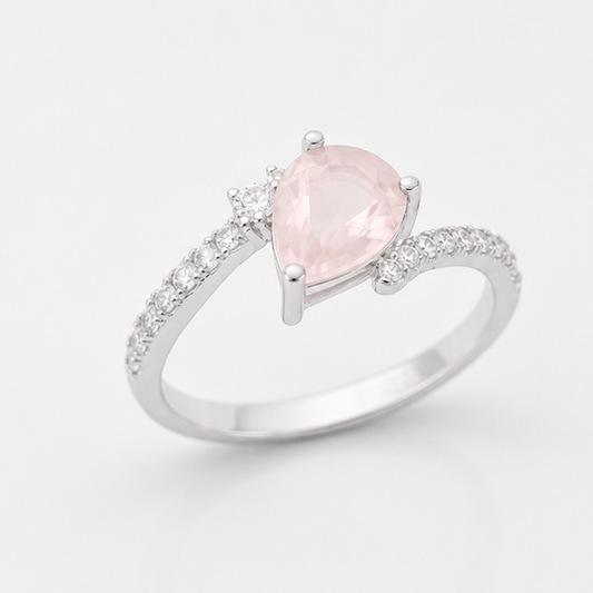 Rose Quartz Halo Grace Ring