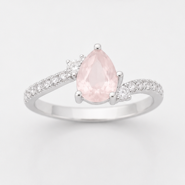 Rose Quartz Halo Grace Ring