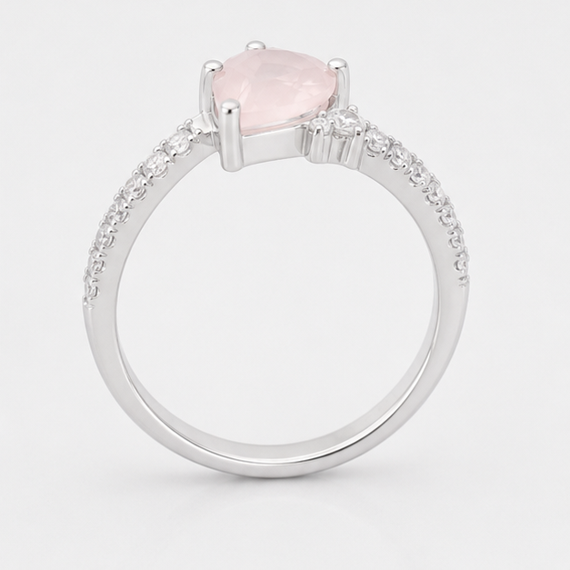 Rose Quartz Halo Grace Ring