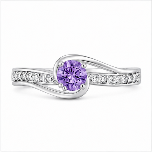 Amethyst Purple Infinity Promise Ring