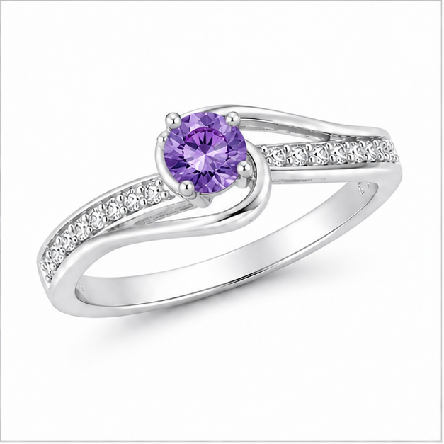 Amethyst Purple Infinity Promise Ring