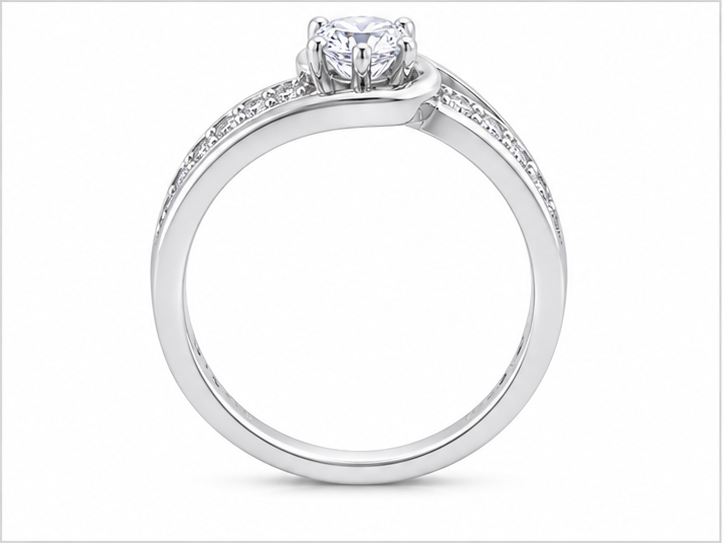 White CZ Flow Ring — Front Flat