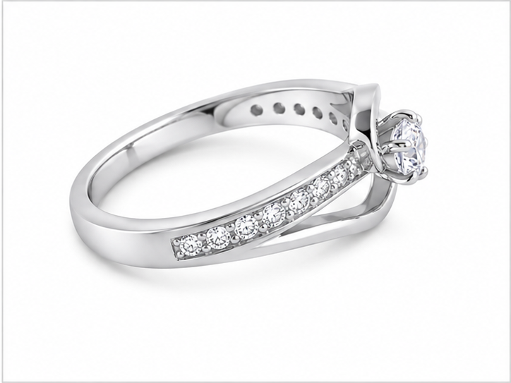 White CZ Flow Ring — Side Profile