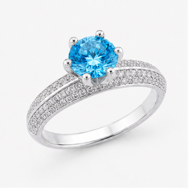Blue Topaz Sky Eternal Crown Ring