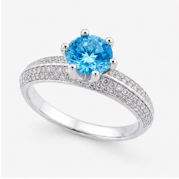 Blue Topaz Sky Eternal Crown Ring