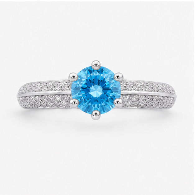Blue Topaz Sky Eternal Crown Ring