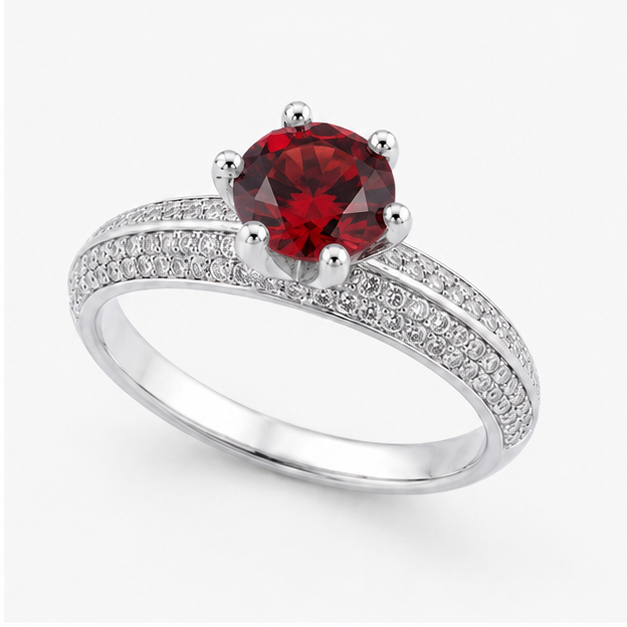 Garnet Red Eternal Crown Ring