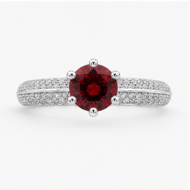 Garnet Red Eternal Crown Ring