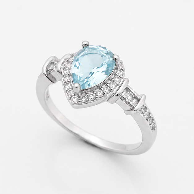 Aquamarine Luna Empress Ring