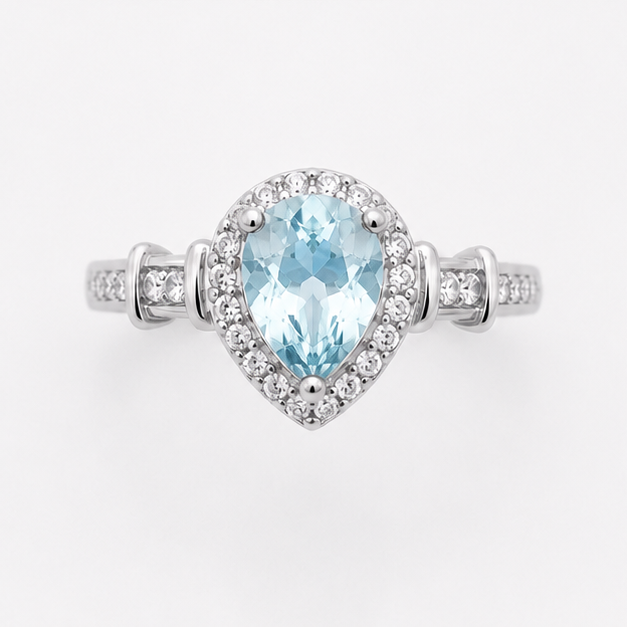 Aquamarine Luna Empress Ring