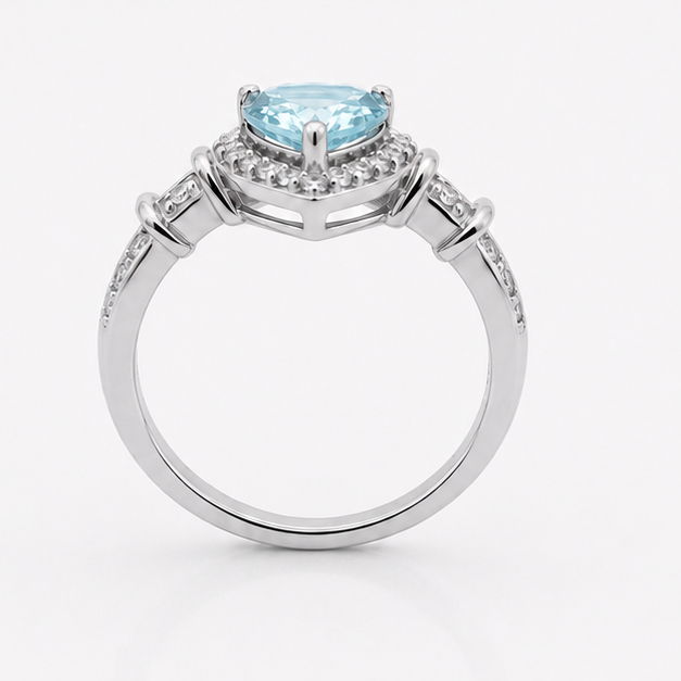 Aquamarine Luna Empress Ring