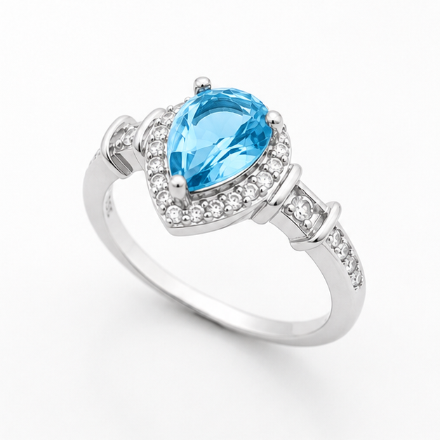Blue Topaz Sky Luna Empress Ring